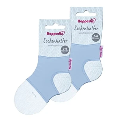 Abbildung von Hoppediz Unisex Baby 2 er Set Sockenhalter Socken, 0 6 Monate, blau, Einheitsgröße (2er Pack)
