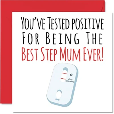 Abbildung von Lustige Muttertagskarten Stiefmama Postive Best Step Mum Ever Witz Happy Birthday Karte von Tochter Sohn Stiefmutter Geburtstagsgeschenke 145 mm x Muttertagsgrußkarten Geschenk