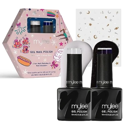 Abbildung von Mylee Gel Nagellack Set 2x10ml [Midnight Circus] Maniküre, Pediküre UV/LED Lack für den Professionellen Gebrauch im Salon sowie zu Hause [Weihnachten 2023] Lang Anhaltend und Einfach Aufzutragen