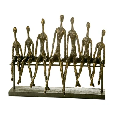 Abbildung von Casablanca Deko Skulptur Figur Community Freunde aus Poly bronzefarben Schwarze Basis Breite 40 cm mit Zertifikat und Spruchanhänger