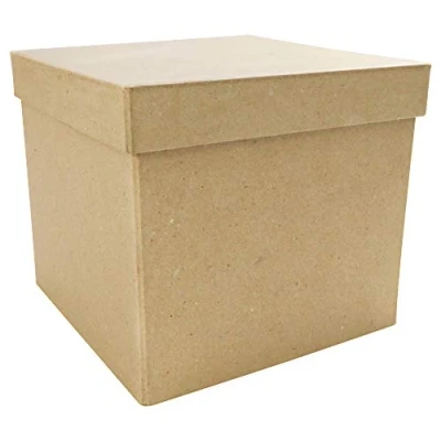Abbildung von Décopatch BT039O Box quadratisch aus Pappmaché, 16 x 14 cm, zum Verzieren, perfekt für Ihre Wohndeko, Kartonbraun