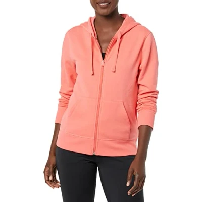 Abbildung von Amazon Essentials Damen Hoodie mit Langem Reißverschluss aus French Terry Fleece (Erhältlich in Übergröße), Korallenrosa, L