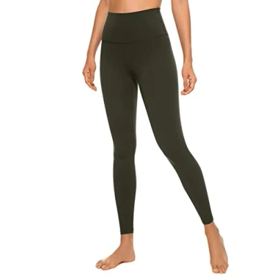 Abbildung von CRZ Yoga Butterluxe Damen High Waist Sport Leggings Blickdicht Leggins Sporthose Workout Gym Yogahose 64cm Olivgrun 38