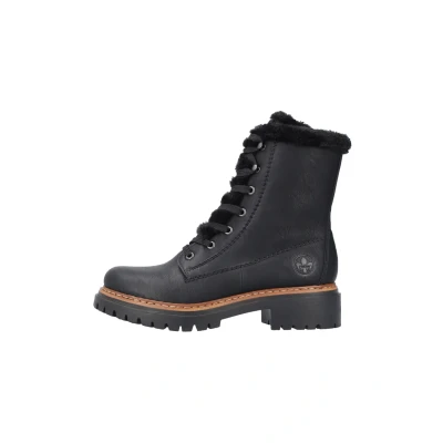 Abbildung von Rieker Damen Schnürstiefeletten 72625, Frauen Stiefeletten,Booties,halbstiefel,Kurzstiefel,uebergangsschuhe,schwarz (00),40 EU / 6.5 UK