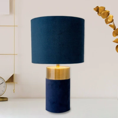 Abbildung von näve Tischleuchte »Bordo«, 1 flammig, Leuchtmittel E14 ohne Leuchtmittel, 1xE14, Textilschirm blau, Fuß blau gold, Höhe 32cm, Zuleitung 150cm