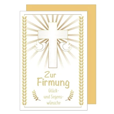 Abbildung von Edition Seidel Premium Glückwunschkarte zur Firmung mit Umschlag. Firmungskarte Karte Grusskarte Kreuz gold Junge Mädchen (FI121 SW022)