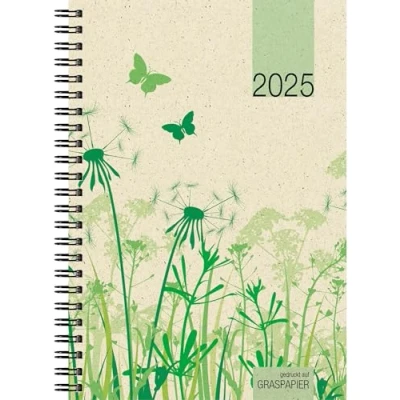 Abbildung von Zettler Wochenbuch 2025 Graspapier, 14,6x21cm, Taschenkalender mit 128 Seiten im Kartoneinband Motiv, 1 Woche auf 2 Seiten, Drahtkammbindung, Wochenübersicht und internationales Kalendarium