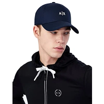 Abbildung von Armani Exchange Herren Essential, Embossed Logo, Cotton Twill Baseball Cap, Navy, Einheitsgröße
