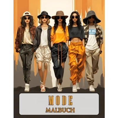 Abbildung von Mode Malbuch: 50 wunderschöne und stilvolle Outfits, kleid zum Entspannen für Erwachsene Jugendliche. Erschaffe eine entspannte Atmosphäre mit modernen Kleidern modischen Accessoires.