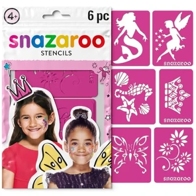 Abbildung von Snazaroo Schmink Schablonen Set &quot;Fantasie Mädchen&quot;, 6 wiederverwendbare Acryl mit Märchen Motiven
