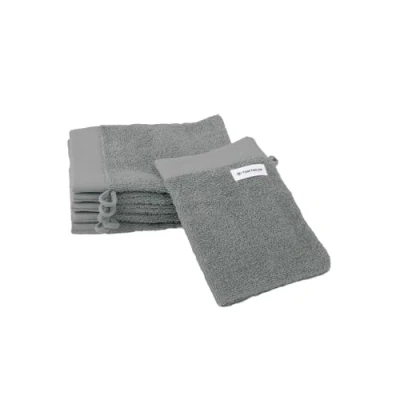 Abbildung von TOM TAILOR Waschhandschuh, 6er Set, 16 x 21 cm, 100% Baumwolle / Frottier, mit Aufhänger und Label Logo, COLOR BATH TOWEL Grau (Moody Grey)