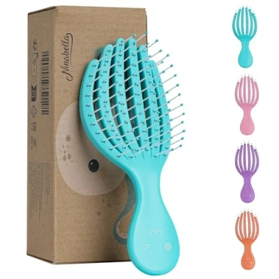 Abbildung von Ninabella Haarbürste ohne Ziepen für Kinder Entwirrbürste Detangler Bürste Haarbürsten Locken lange Haare Hair Brush Kinderhaarbürste in Oktopus Blau