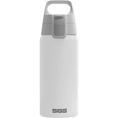 Abbildung von SIGG Isolierte Trinkflasche Thermosflasche Shield Therm One White Kohlensäurehaltige Getränke Auslaufsicher Spülmaschinenfest BPA frei 90% recycelter Edelstahl Weiss 0,5L