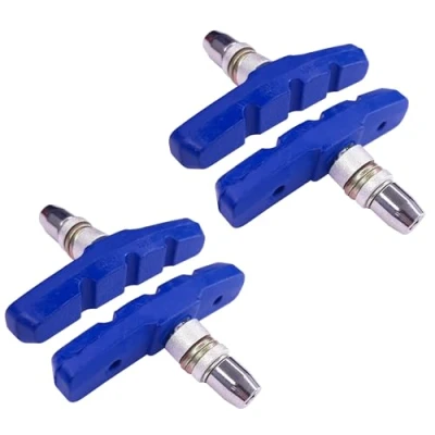Abbildung von cyclingcolors 4X Fahrrad Bremsschuhe 60mm für V Brake Felgenbremse Bremsbeläge mit Bolzen Symmetrischem Gewinde Befestigungsmaterial, Blau