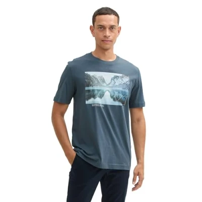 Abbildung von TOM Tailor Tshirt print, Herren, Größe: Medium, Stormy blue