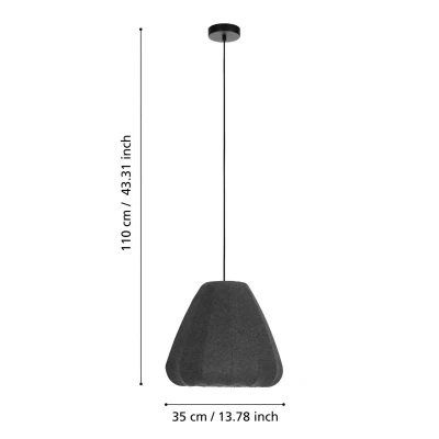 Abbildung von EGLO Hängeleuchte »BARLASTON«, 1 flammig, Leuchtmittel E27 ohne Leuchtmittel, Pendelleuchte, Esszimmerlampe, Textil, Grau, Metall, Schwarz, Ø 35cm