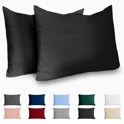 Abbildung von Dreamzie Kissenbezug 50x70 Renforcé Baumwolle (2er Set) Schwarz Dicht gewebt mit 57 Fäden/cm² 70x50 cm Oeko Tex Zertifiziert