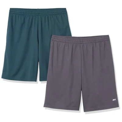 Abbildung von Amazon Essentials Herren Leichte Performance Funktionsshorts In Lockerer Passform (Erhältlich Übergrößen), 2er Pack, Dunkelgrau/Dunkelgrün, XXL