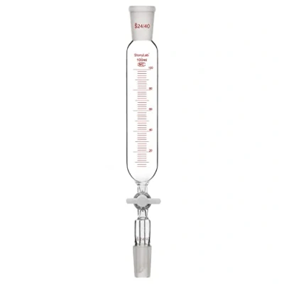 Abbildung von stonylab Druckausgleichstrichter, 24/40 Gelenk Borosilikatglas Tropftrichter mit PTFE Absperrhahn für Laborzusatztrichter, 100 ml