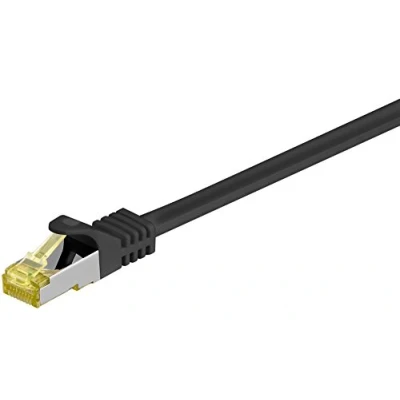 Abbildung von Goobay 92704 CAT 6a PatchKabel, EthernetKabel, doppelt geschirmt, S FTP bis 10000 Mbits, 500 Mhz, halogenfrei Kupfer Kabel, RJ 45 Stecker, vergoldete Kontakte, 15m, Schwarz