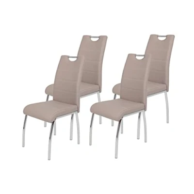 Abbildung von 4er Set Esszimmerstuhl Susi, Bezug Kunstleder Schwarz, Griffmulde, Metallgestell Chrom, 43 x 61 98 cm