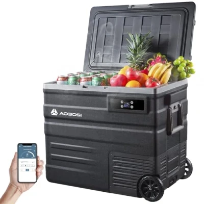 Abbildung von AAOBOSI Kompressor Kühlbox 65L, Auto Mit WIFI APP Steuerung, 12/24 V und 100 240 V, Elektrisch bis 20 C für Auto, Lkw, Boot, Reisemobil,Camping