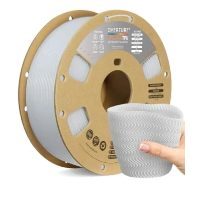 Abbildung von OVERTURE TPU Filament 1.75 mm, Hohe Geschwindigkeit 3D Drucker Filament, 95A 1kg Spule (2.2 lbs) Super Speedy für High Speed (Weiß)
