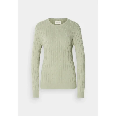 Abbildung von GANT Stretch C NECK Strickpullover, Damen, Größe: Small, Faded sage