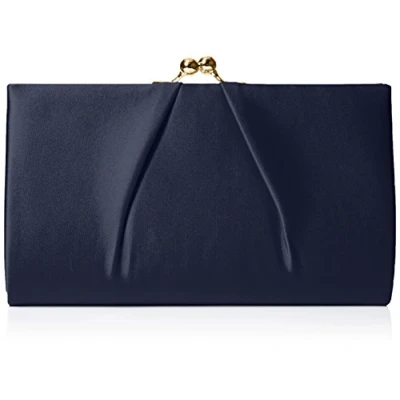 Abbildung von Swanky Swans Mira Satin Classic Frame Bag, Damen Clutch, Blue (Navy), 5.1x12x20.8 cm (W x H L)