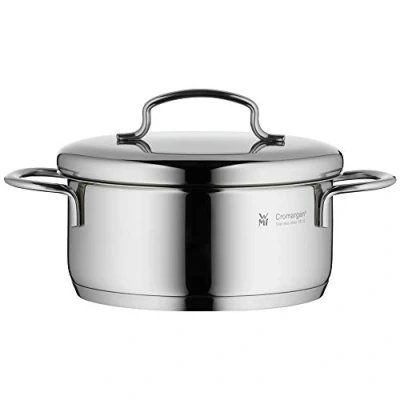 Abbildung von WMF Mini Kochtopf klein 14cm, kleiner Kochtopf, Metalldeckel, Topf, Bratentopf Induktion 0,9l, Cromargan Edelstahl poliert, stapelbar, für kleine Portionen, Singlehaushalte