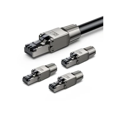 Abbildung von UGREEN CAT 7 RJ45 Stecker Netzwerkstecker 10Gbps für LAN Kabel Verlegekabel Werkzeuglos AWG 22 26 Unterstützen POE Vollgeschirmt STP 50μ vergoldete Kontakte （4 Stück）