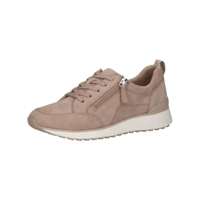 Abbildung von CAPRICE Damen Sneaker flach aus Leder mit Reißverschluss, Beige (Sand Suede), 40 EU
