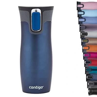 Abbildung von Contigo Thermobecher West Loop Autoseal, Edelstahl Isolierbecher, Reisebecher, Kaffebecher To Go, auslaufsicher, 100% dicht, hält bis zu 5h heiß/12h kalt, 470 ml, BPA frei, Monaco