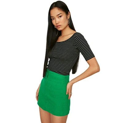 Abbildung von TRENDYOL Damen Line Detailed Knitted Blouse, Schwarz, XS EU
