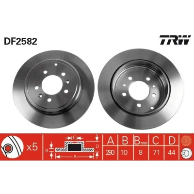Abbildung von TRW DF2582 Bremsscheibe 290 10 5 108 voll lackiert mit Schrauben