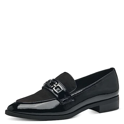 Abbildung von MARCO TOZZI Damen Loafer ohne Absatz Spitz Lack, Schwarz (Black Pat.Cb.), 38