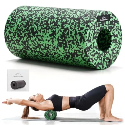 Abbildung von EVEREST Fitness Faszienrolle Wirbelsäule 30 cm mittel hart in schwarz/grün inkl. Booklet Professionelle Faszien Rolle für Rücken Foam Roller Massagerolle Yoga Massageroller