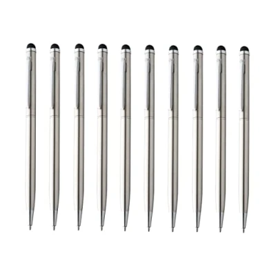 Abbildung von noTrash2003 10er Set Metall Kugelschreiber in schlanker Form, eleganter Drehkugelschreiber mit Touchpen für Büro und Arbeitsplatz