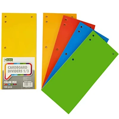 Abbildung von D.RECT 100er Pack Karton Trennstreifen. 11x24cm Trennlaschen Trennblätter Ordner Register 160g/m² 5 Farben: 20 Stück je Farbe, 009783