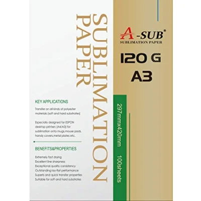 Abbildung von A SUB Sublimationspapier A3, 297 x 420 mm, 100 Blatt, 120 g/m², Kompatibel mit EPSON, SAWGRASS, RICOH, BROTHER Sublimationsdruckern