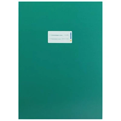 Abbildung von HERMA 19753 Heftumschlag A4 Karton Grün, Hefthülle mit Beschriftungsfeld aus stabilem &amp; extra starkem Papier, Heftschoner für Schulhefte, farbig