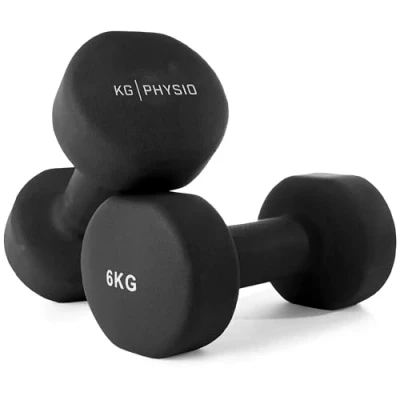 Abbildung von KG Physio Hantelset mit A3 Übungsposter Neopren Kurzhanteln 2er Set Fitness Gewichte aus Gusseisen Hantel Set, Schweißabweisendes Kurzhantelset für Frauen und Männer Hanteln 1kg 10kg