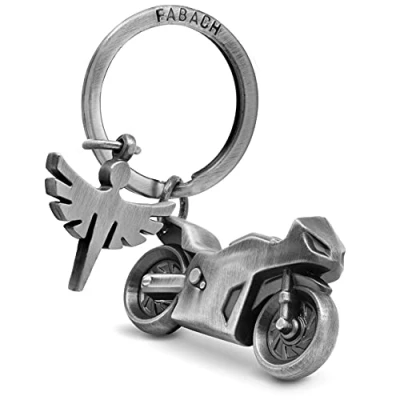 Abbildung von FABACH Motorrad Schlüsselanhänger mit Schutzengel Geschenk Engel für Motorradfahrer Geschenke Glücksbringer Fahr vorsichtig