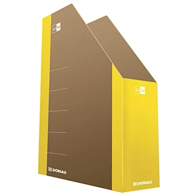 Abbildung von DONAU LIFE 3550001FSC 11 Stehsammler Stehordner Archive Box Pappe/ Karton Gelb bis zu 500 Blatt Für Büro, Schule und Zuhause zur Aufbewahrung von Dokumenten im A4 Format, Archivierung Magazinen