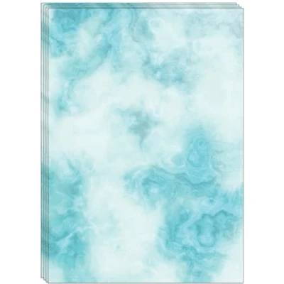 Abbildung von 60 A4 Blatt buntes Marmorpapier, beidseitig bedruckt 90GSM marmoriertes papier Marmor Bläuliches Grün (Blau)