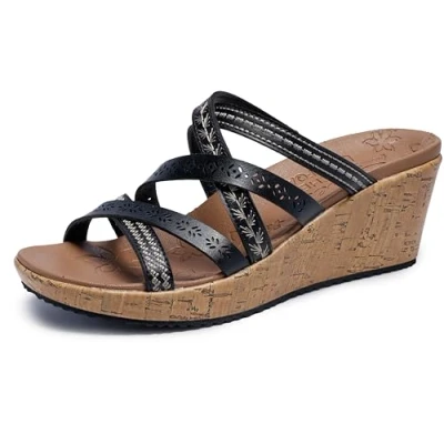 Abbildung von Skechers Damen Beverlee Tiger Posse Keilsandale, Schwarz, 39 EU