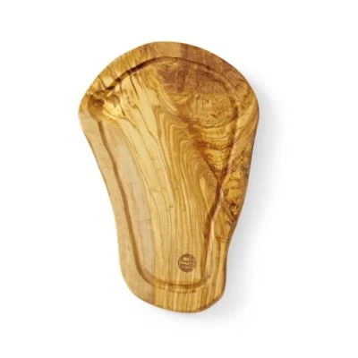 Abbildung von HENDI Servierbrett, aus Olivenholz, Schneidebrett, Holzbrett, Frühstücksbrett, Steakbrett, Küchenbrett, Tapasbrett, mit Rille, ca. 300x210x(H)18mm