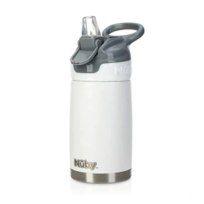 Abbildung von Nuby Thirsty Kids Flip It Reflex Reisebecher, Edelstahl, 284 ml, Weiß