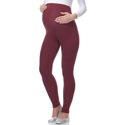 Abbildung von BE Mammy Lange Umstandsleggings aus Viskose Leggings Blickdicht Damen, Maternity Clothing, Ideal für die Schwangerschaft 02 (Burgund, M)
