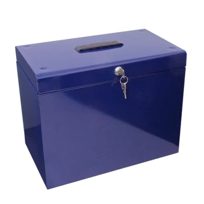 Abbildung von Ablagebox / Hängemappenbox (aus Metall, A4) blau